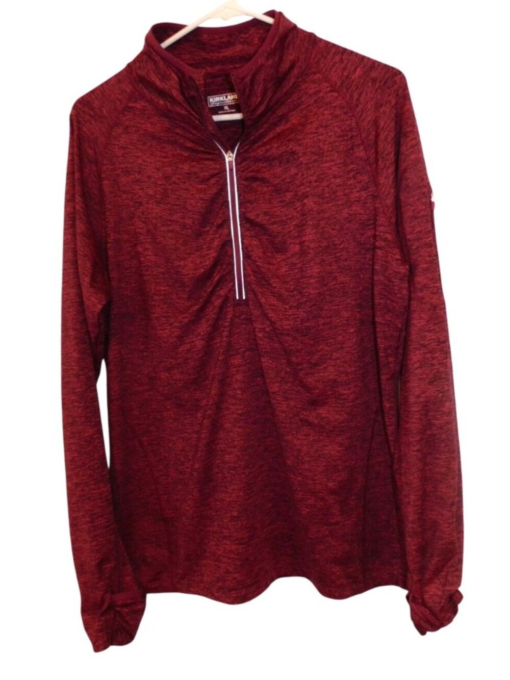Kirkland Signature Womens Maroon Red Heathered Quarter-Zip Pullover XL Shirt